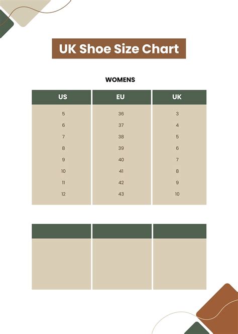 end clothing shoe size chart